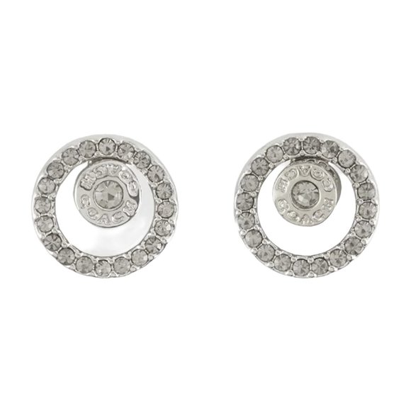 COACH - Open Circle Halo Sterling Silver Post Glass Stud Earrings Jewelry NEW - Picture 1 of 2